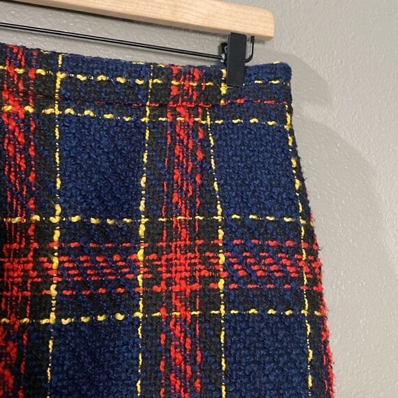 Halogen Edith Tweed Plaid Skirt Navy Red - Picture 6 of 13